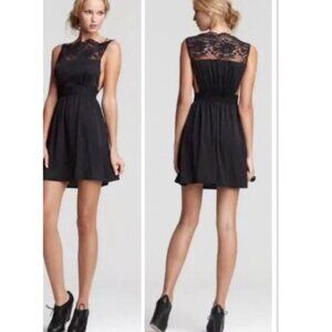 Free People Tea For Two Lace Open Side Slip Mini Black Dress  Small